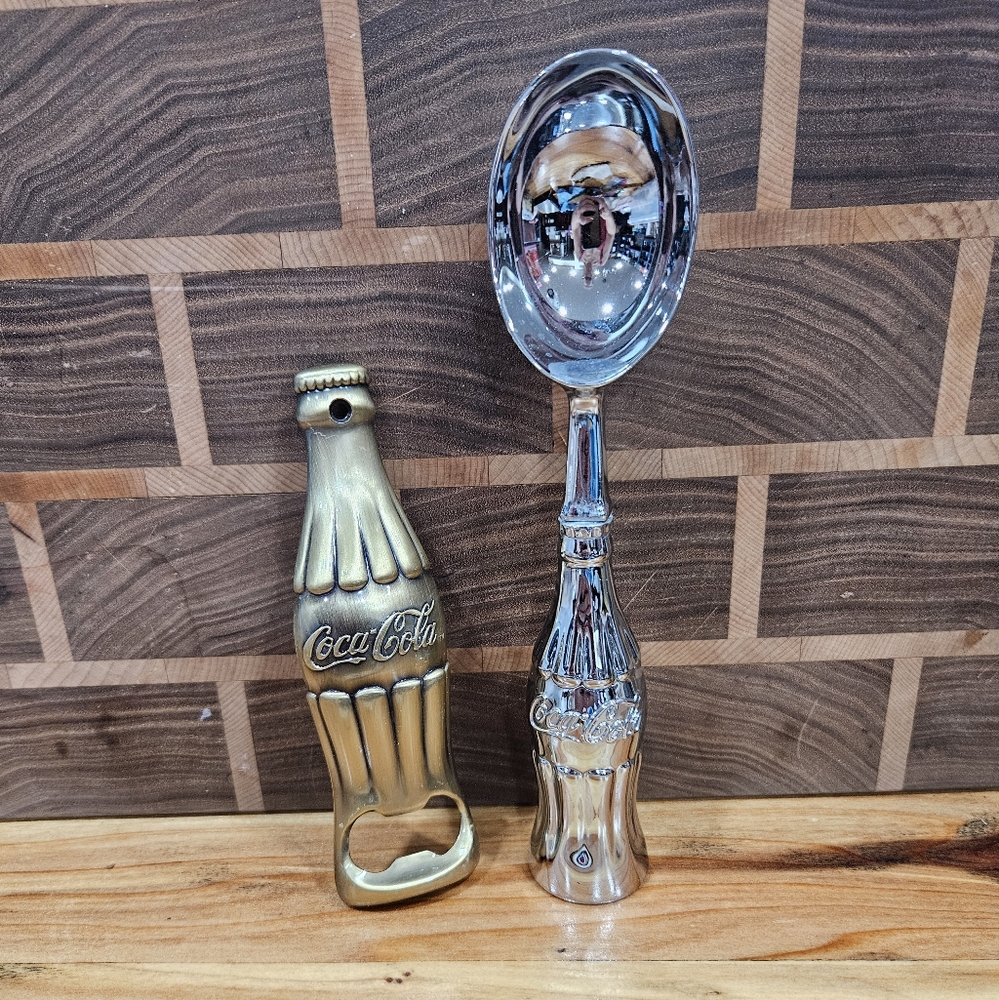 BNWOT Coca-Cola Coke Bottle Shaped Bottle Opener & Ice Cream Scoop Bundle